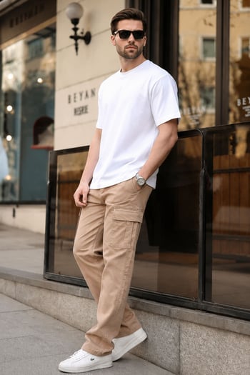 Camel Erkek Kargo Cep Baggy Pantolon 6811