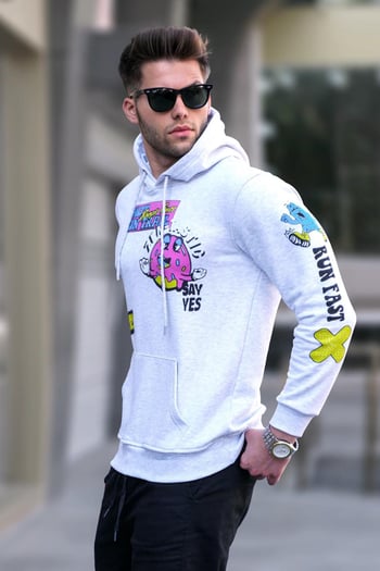 Marl Snow Printed Hoodie Sweatshirt 5896