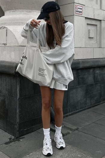 Karmelanj Bisiklet Yaka Baskılı Oversize Kadın Sweatshirt MG1577