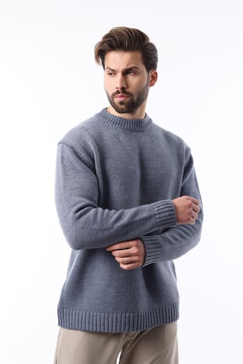 İndigo  Bisiklet Yaka Overfit Erkek Triko Kazak E7402