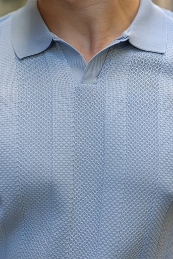Bebe Mavisi Regular Fit Polo Yaka Triko Erkek Kazak E7509
