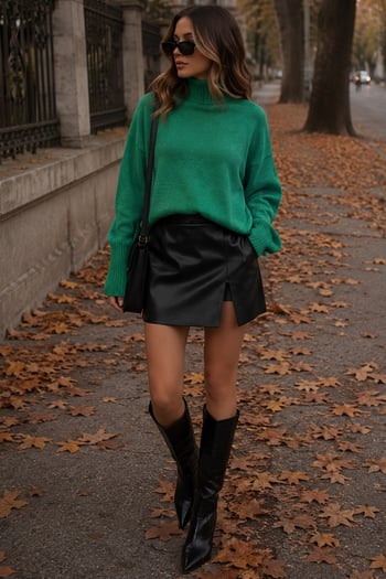 Mad Girls Turtleneck Green Sweater MG1252