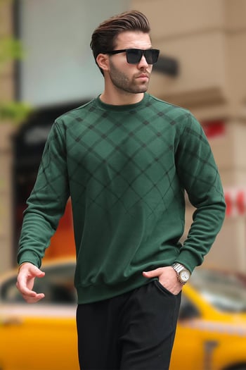 Emerald Green Designed Knitwear Sweater 6019