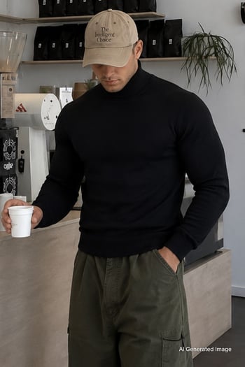 Madmext Black Jumper with Roll Neck 4656