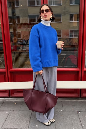 Saks Bisiklet Yaka Oversize Triko Kazak MG1972