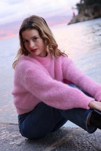 Pembe Oversize Kadın Triko Kazak MG2263