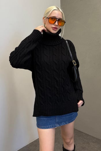 Siyah Boğazlı Triko Kazak MG2376