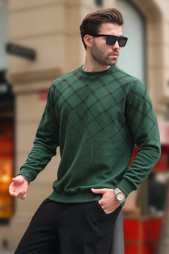 Emerald Green Designed Knitwear Sweater 6019