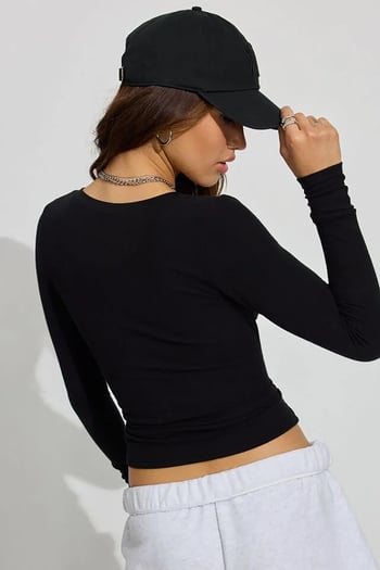 Siyah V Yaka Uzun Kollu Kaşkorse Body MG2192