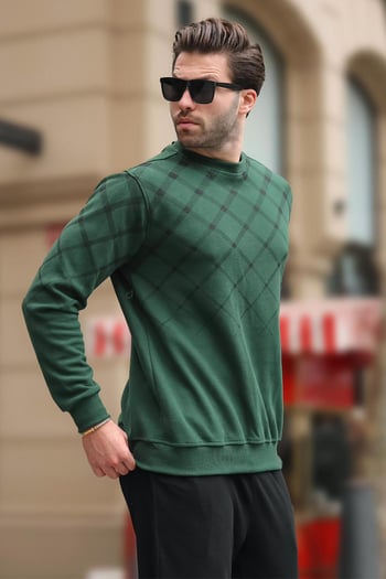 Emerald Green Designed Knitwear Sweater 6019