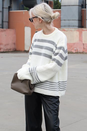 White Striped Knitwear Sweater MG1585