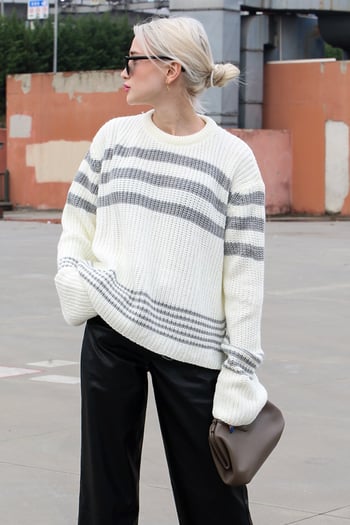 White Striped Knitwear Sweater MG1585