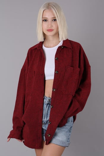 Kırmızı Oversize Gömlek Ceket MG1562