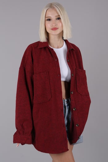 Kırmızı Oversize Gömlek Ceket MG1562