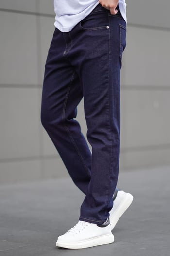 Koyu Mavi Straight Fit Erkek Kot Pantolon Jeans 6856