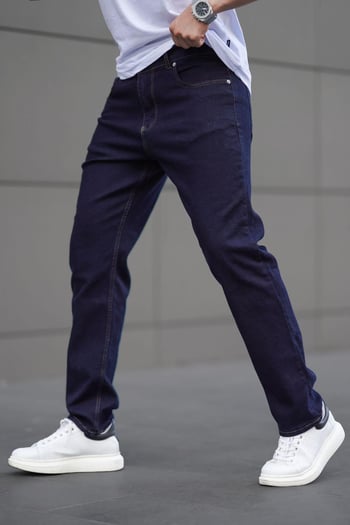 Koyu Mavi Straight Fit Erkek Kot Pantolon Jeans 6856