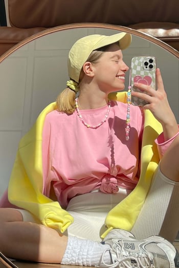 Koyu Pembe Basic Bisiklet Yaka Kadın Sweatshirt MG1676