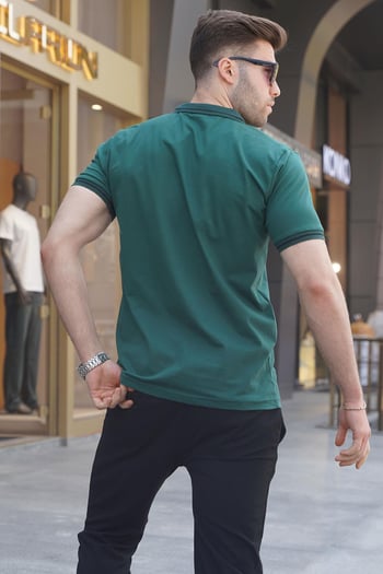 Koyu Yeşil Polo Yaka Erkek Tişört 6113