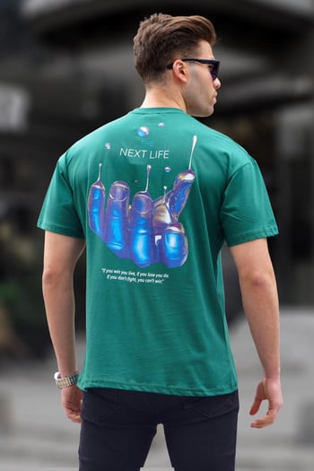 Koyu Yeşil Sırt Baskılı Regular fit Erkek Tişört 6121