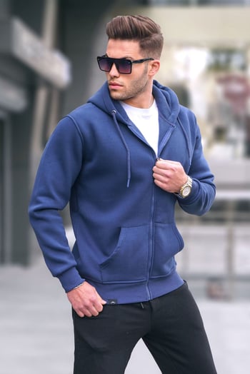 Lacivert Kapüşonlu Regular Fit Erkek Sweatshirt 6033