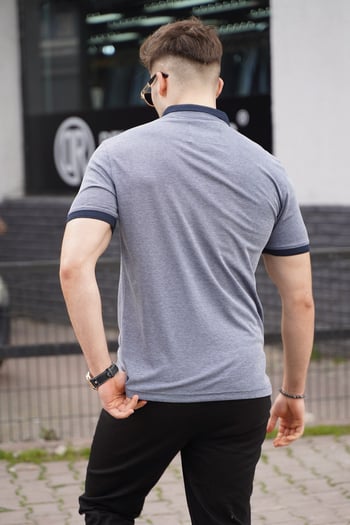 Men Basic Navy Blue Polo T-Shirt