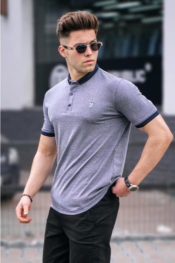 Men Basic Navy Blue Polo T-Shirt