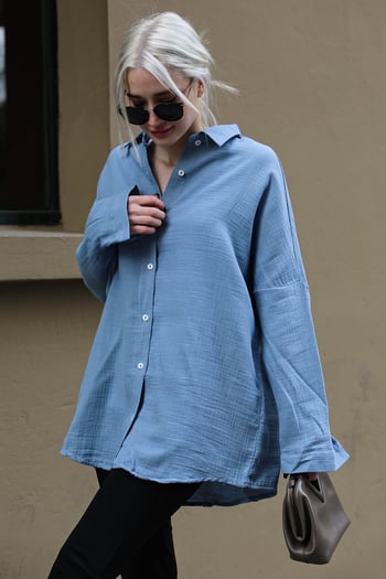 Mavi Muslin Kumaş Basic Kadın Gömlek MG1660