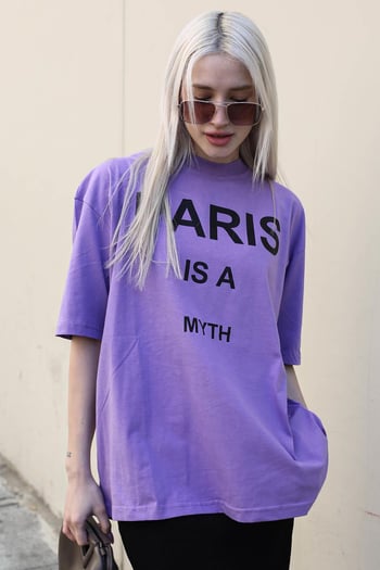 Lila Paris Baskılı Kadın Tişört MG1654