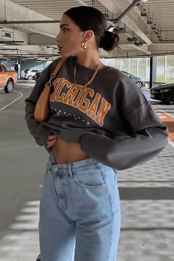 Mad Girls Printed Anthracite Sweatshirt MG785