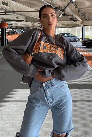 Mad Girls Printed Anthracite Sweatshirt MG785