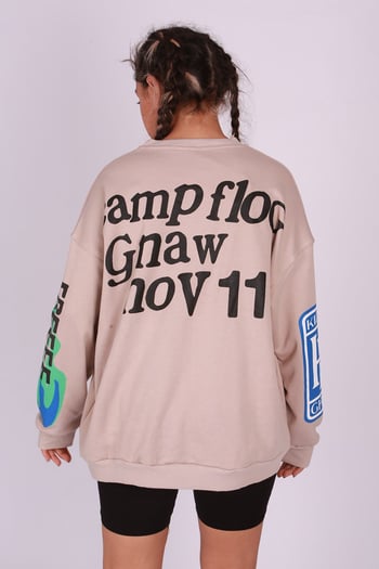 Mad Girls Bej Baskılı Oversize Sweatshirt Mg1206