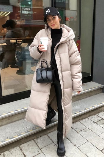 Mad Girls Beige Long Puffer Jacket MG1303