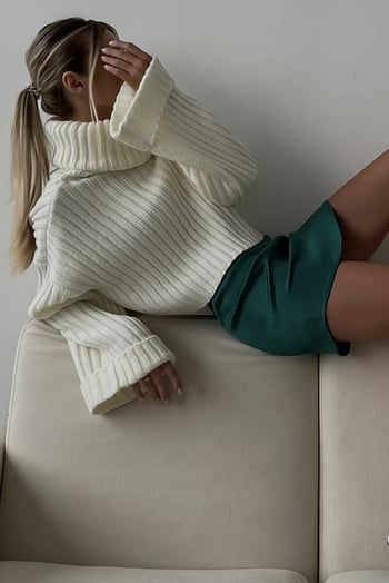 Mad Girls Turtleneck White Sweater MG1402