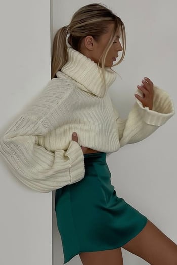 Mad Girls Turtleneck White Sweater MG1402