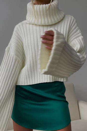Mad Girls Turtleneck White Sweater MG1402