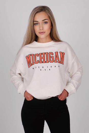 Mad Girls Printed White Sweatshirt MG785