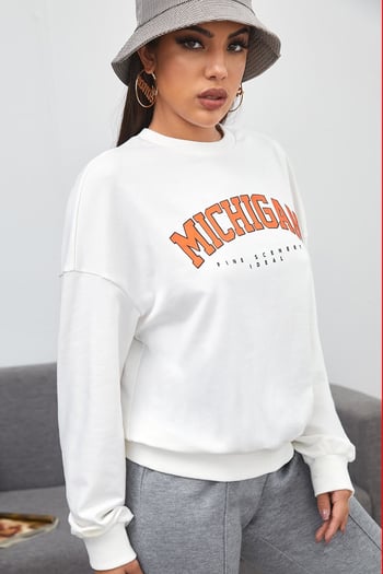 Mad Girls Printed White Sweatshirt MG785