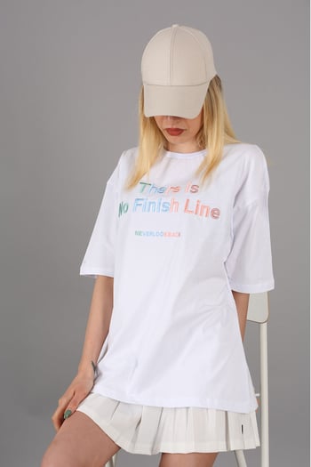 Mad Girls Printed White T-Shirt MG946