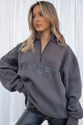 Mad Girls Füme Fermumar Detaylı Sweatshirt Mg1246