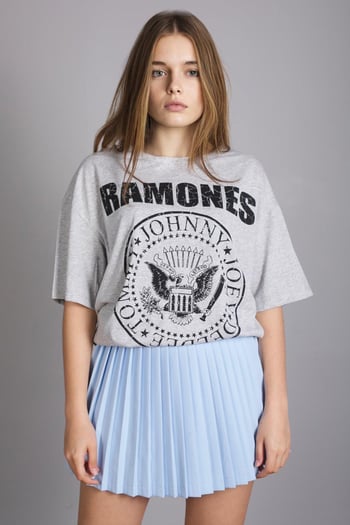 Mad Girls Gri Baskılı Tişört Mg1114
