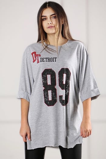 Mad Girls Gri Baskılı Tişört MG990