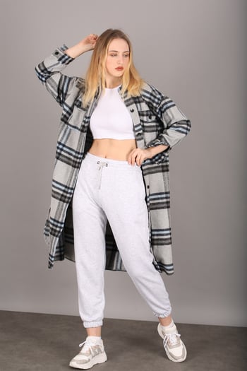 Mad Girls Gray Plaid Coat MG1234