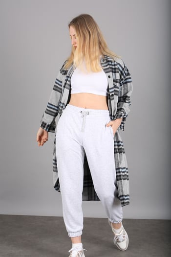 Mad Girls Gray Plaid Coat MG1234