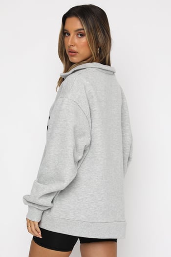 Mad Girls Light Gray Zip Sweatshirt Mg1246