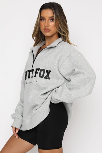 Mad Girls Light Gray Zip Sweatshirt Mg1246