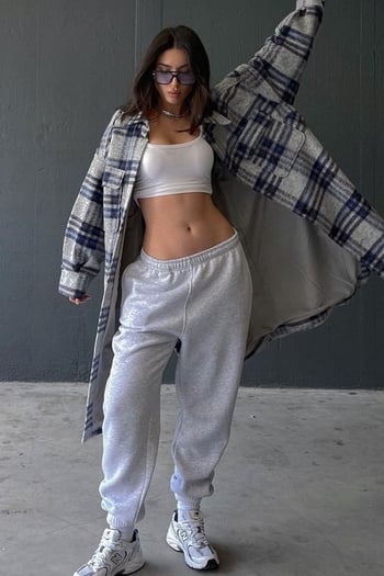 Mad Girls Oversize Elastic Cuffed Marl Gray Sweatpants MG324