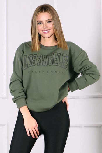 Mad Girls Printed Khaki Sweatshirt MG780