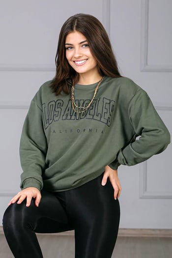 Mad Girls Printed Khaki Sweatshirt MG780
