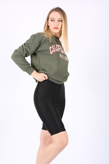 Mad Girls Khaki Crew-Neck Women Sweatshirt MG789
