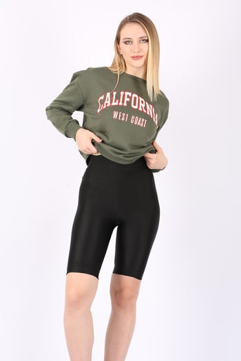 Mad Girls Khaki Crew-Neck Women Sweatshirt MG789